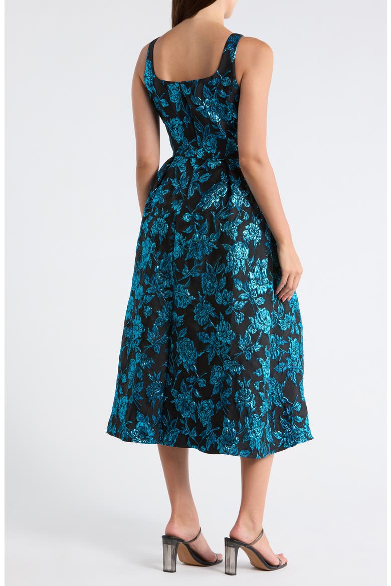 Floral Square Neck Evening Maxi Dress, Alternate, color, TEAL