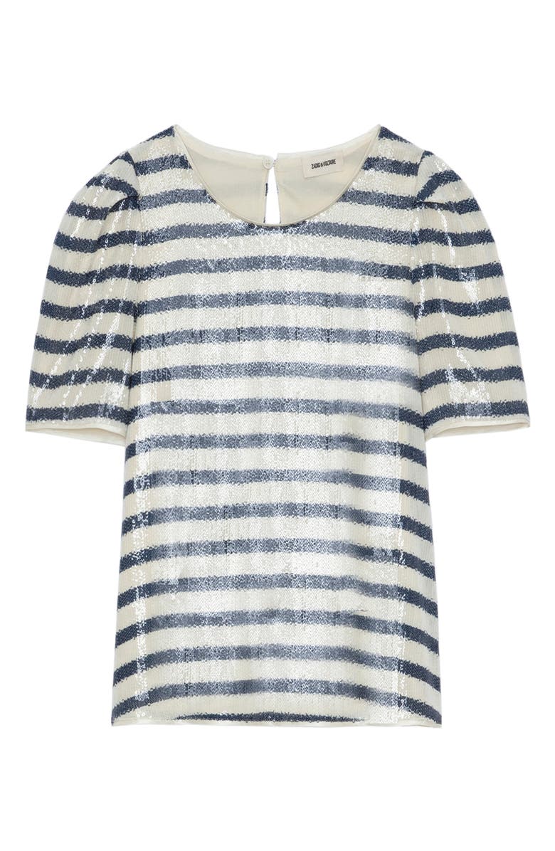 Zadig & Voltaire Tchao Sequin Stripe Top, Alternate, color,