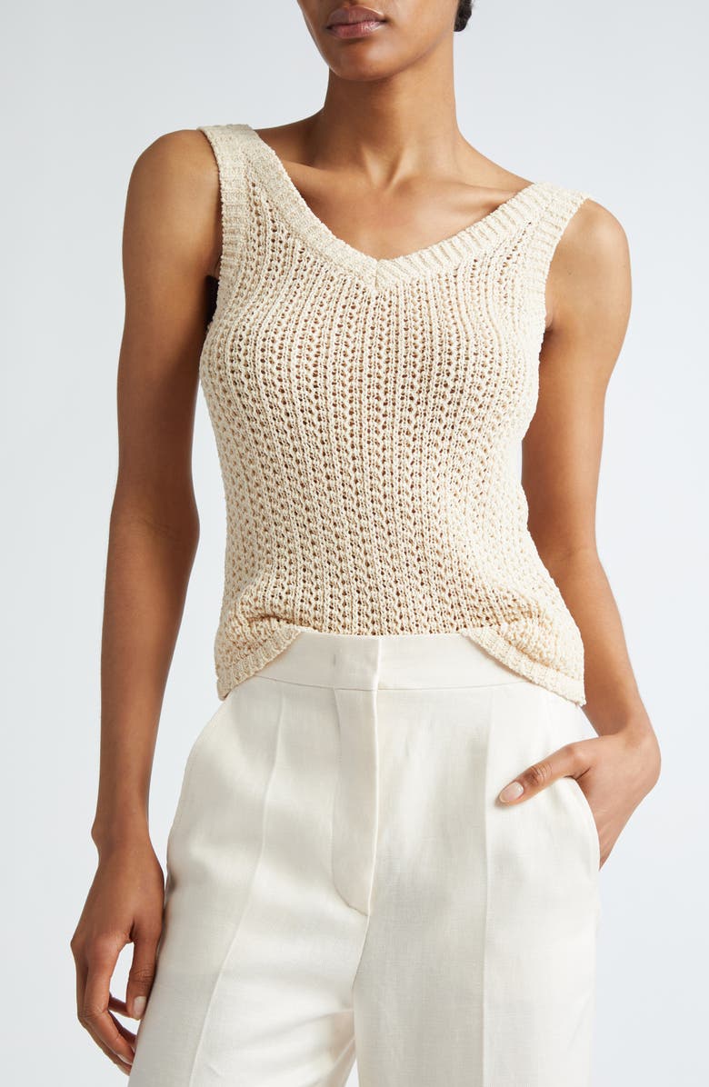Max Mara Arrigo Openwork V-Neck Sweater Tank, Alternate, color, 