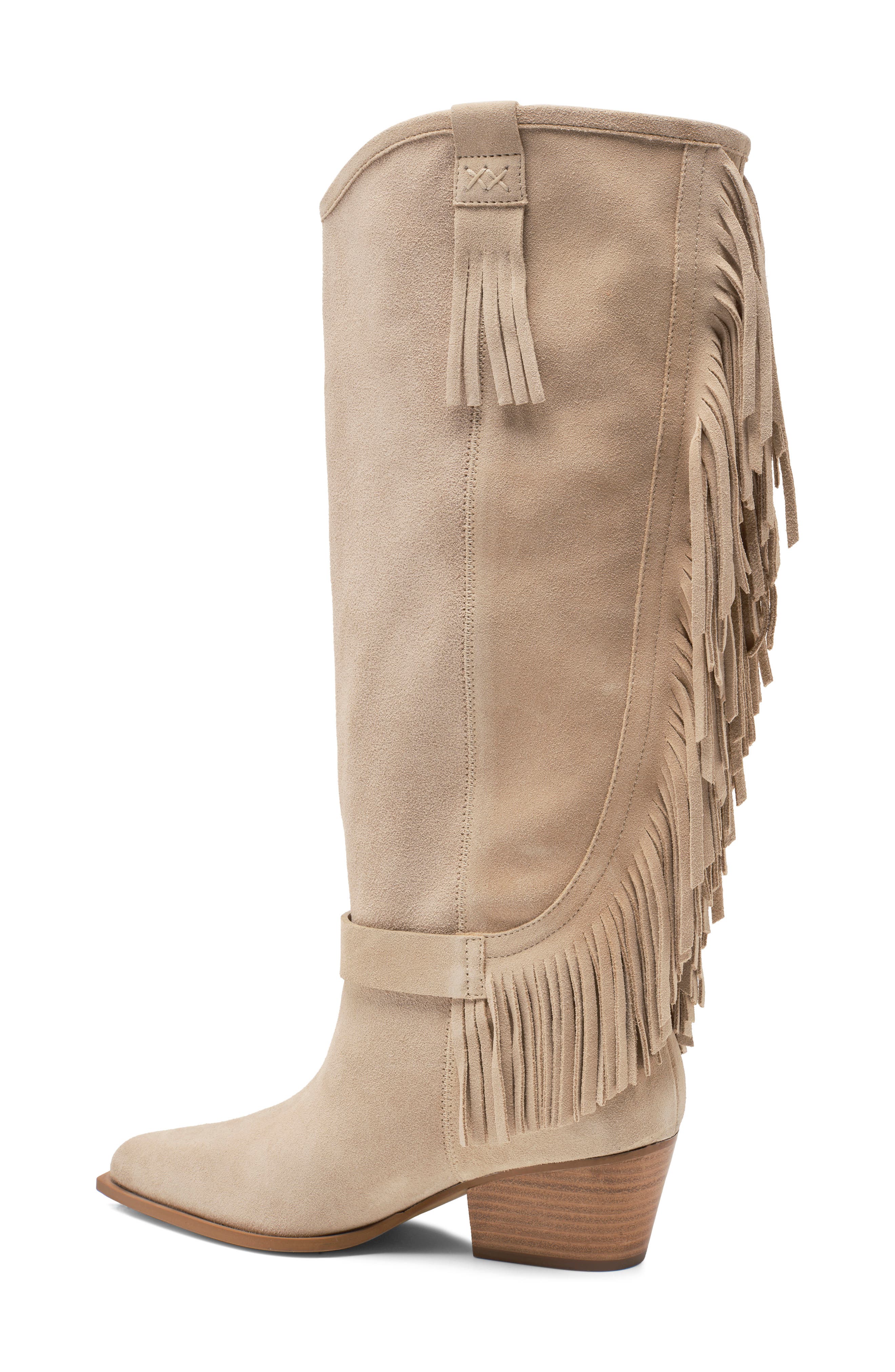 Faith Fringe Western Boot, Alternate, color, SUNSTONE SAND SUEDE