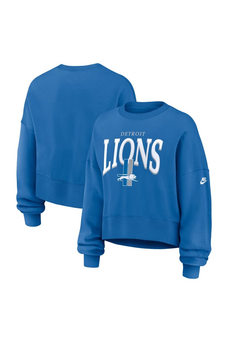 Women's Nike  Blue Detroit Lions Oversized Phoenix Fleece Sweatshirt, Main, color, Blue