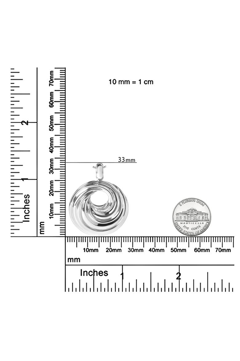 .925 Sterling Silver Endless Wave Swirl Statement Medallion Pendant Necklace, Alternate, color, White