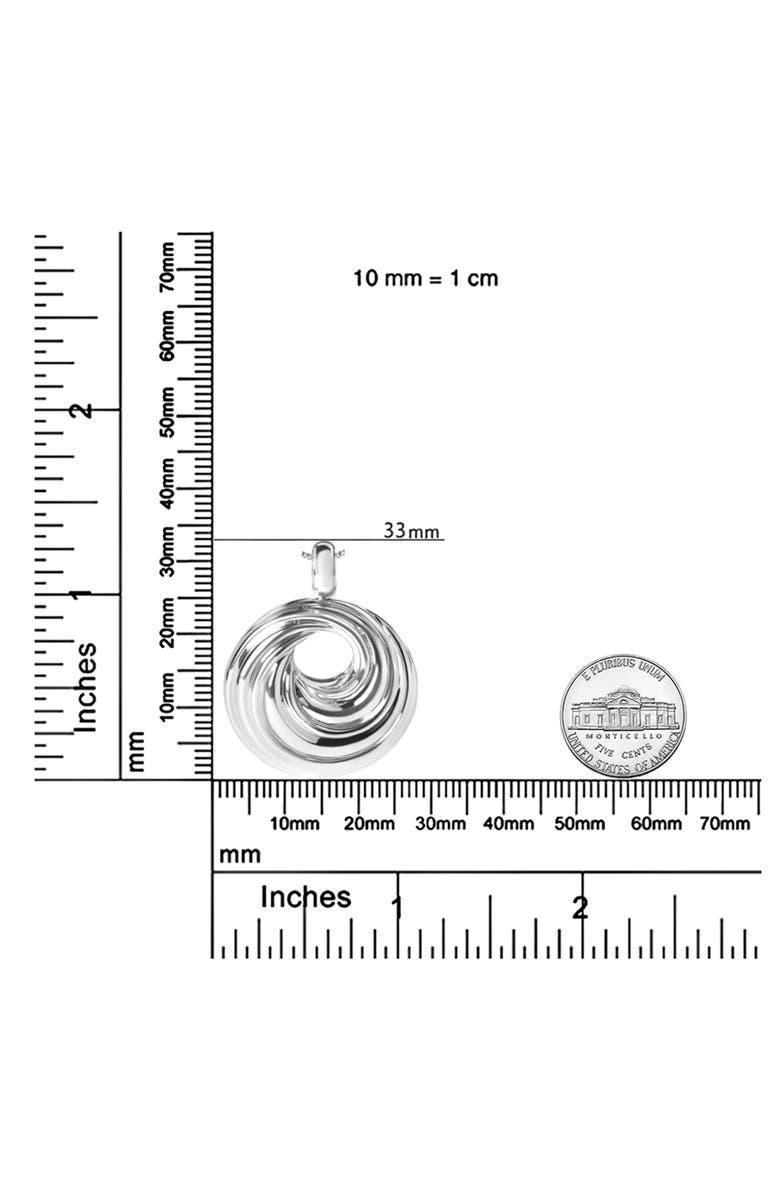 Haus of Brilliance .925 Sterling Silver Endless Wave Swirl Statement Medallion Pendant Necklace, Alternate, color, White