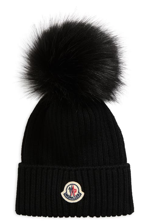 Kids' Merino Wool Rib Beanie with Faux Fur Pompom (Little Kid & Big Kid)