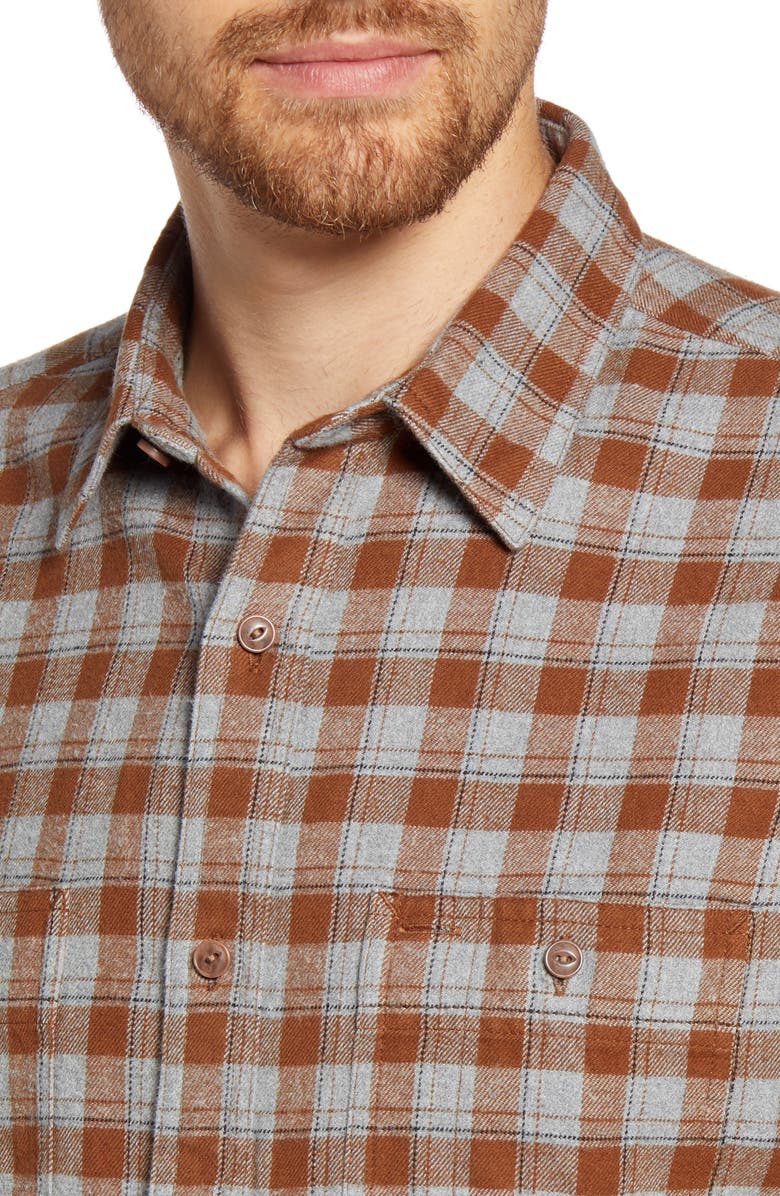 1901 Trim Fit Plaid Flannel Button-Up Shirt, Alternate, color,