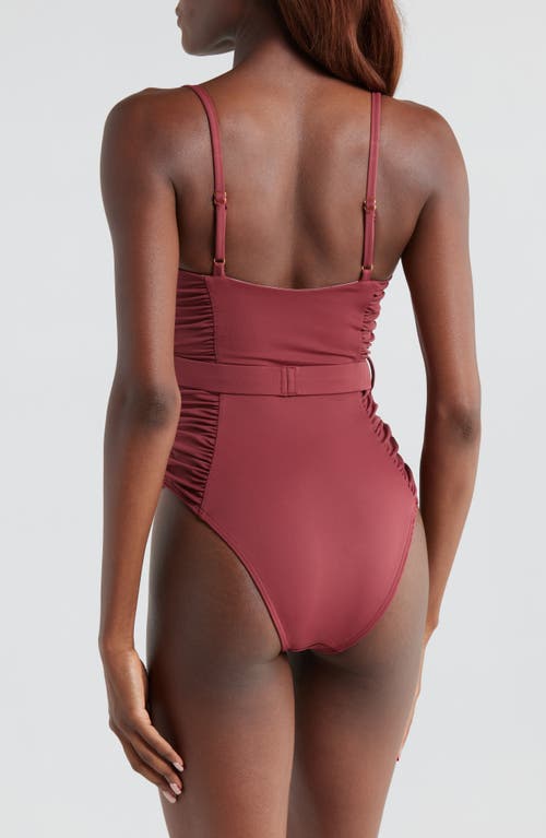 HUTCH HUTCH RUCHED BELTED ONE-PIECE SWIMSUIT