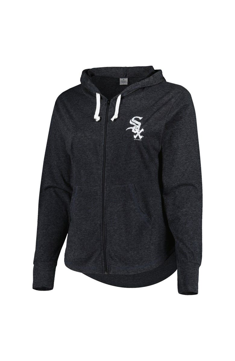 SOFT AS A GRAPE Women's Soft as a Grape Heather Charcoal Chicago White Sox Plus Size Full-Zip Lightweight Hoodie Top, Alternate, color, 