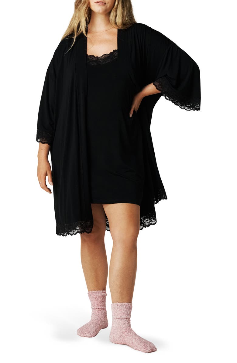 Posh Peanut Lace Robe, Main, color, Black