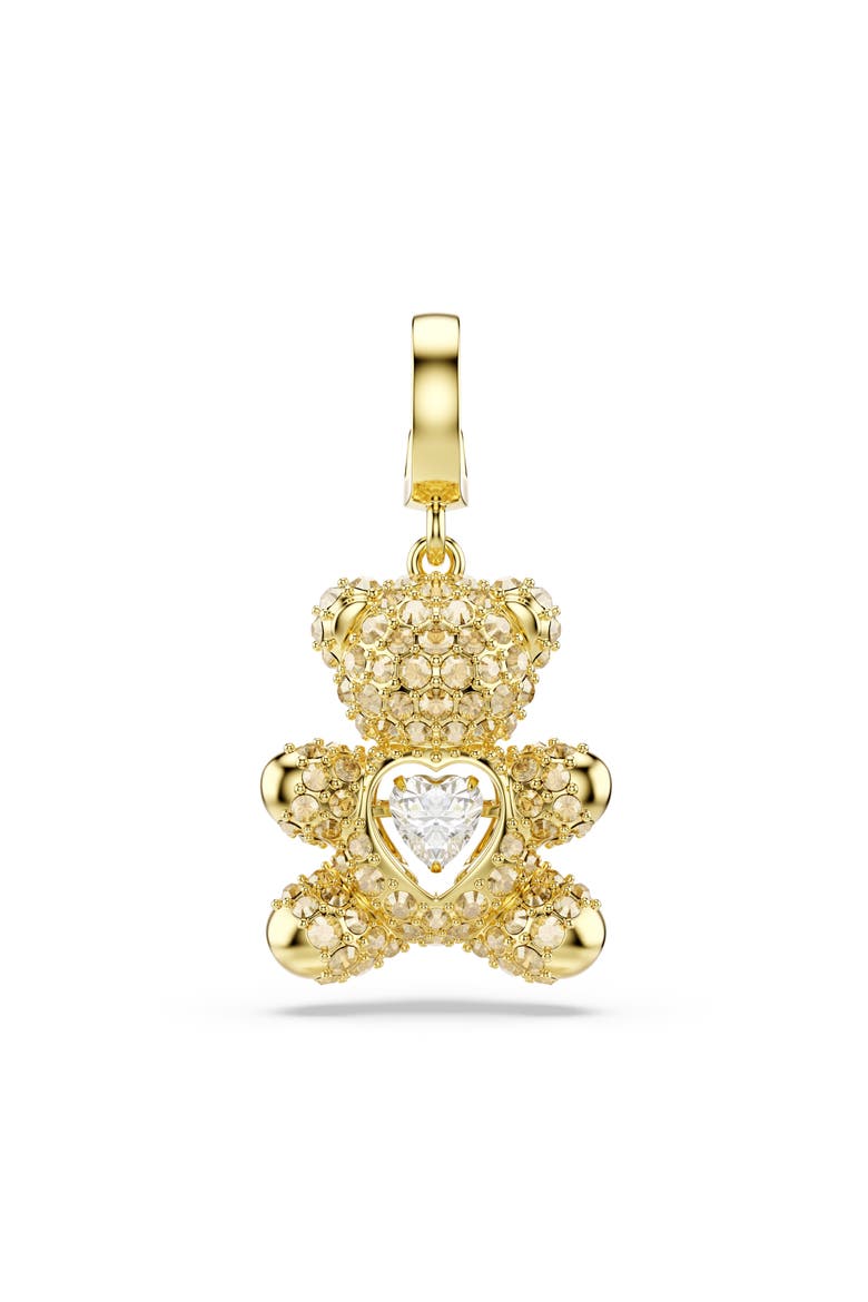 Idyllia Crystal Teddy Bear Charm, Main, color, GOLD
