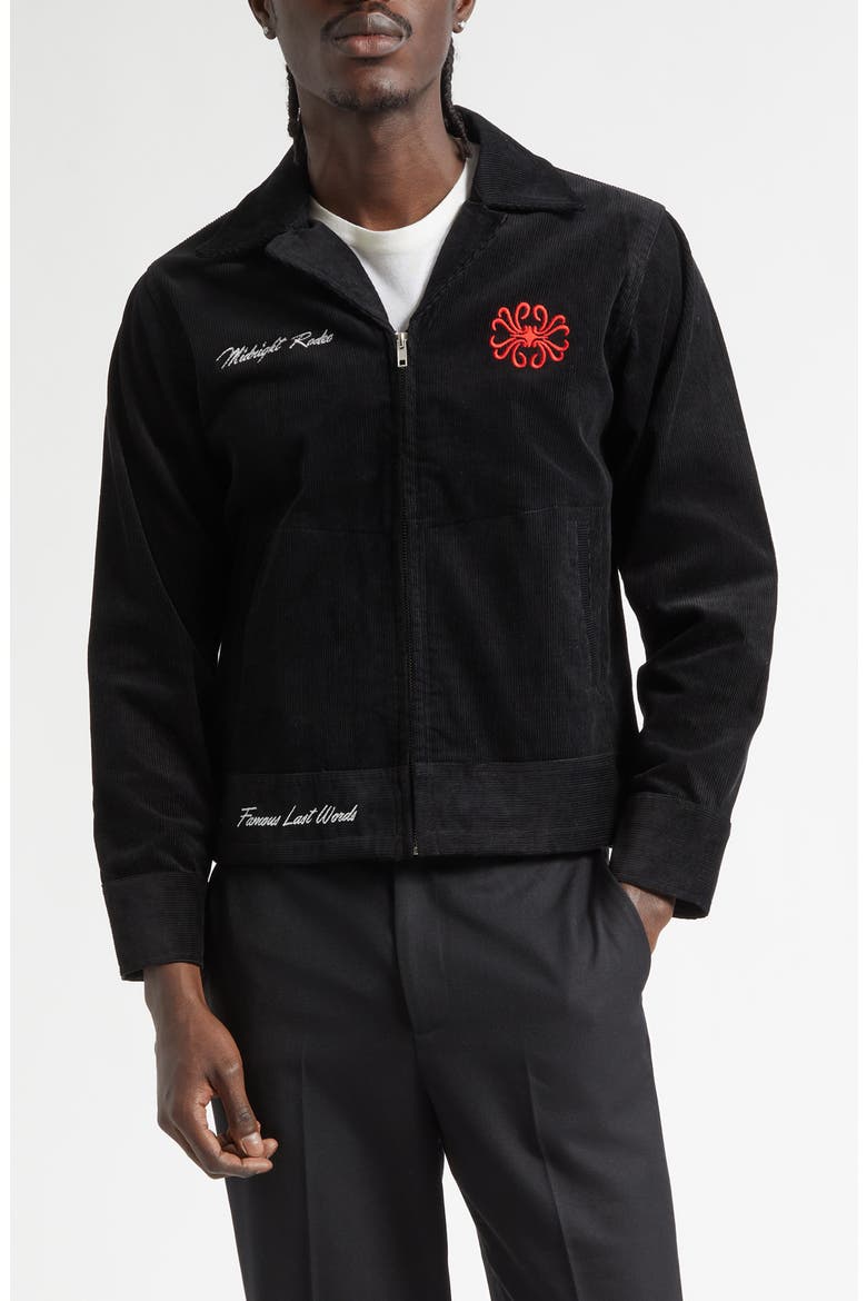 Embroidered Corduroy Club Jacket, Main, color, BLACK