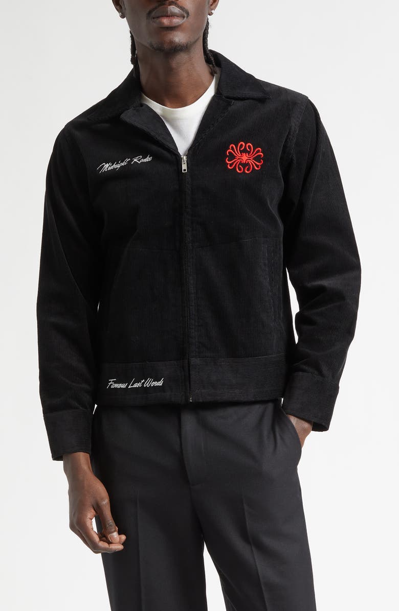 MIDNIGHT RODEO Embroidered Corduroy Club Jacket, Main, color, Black