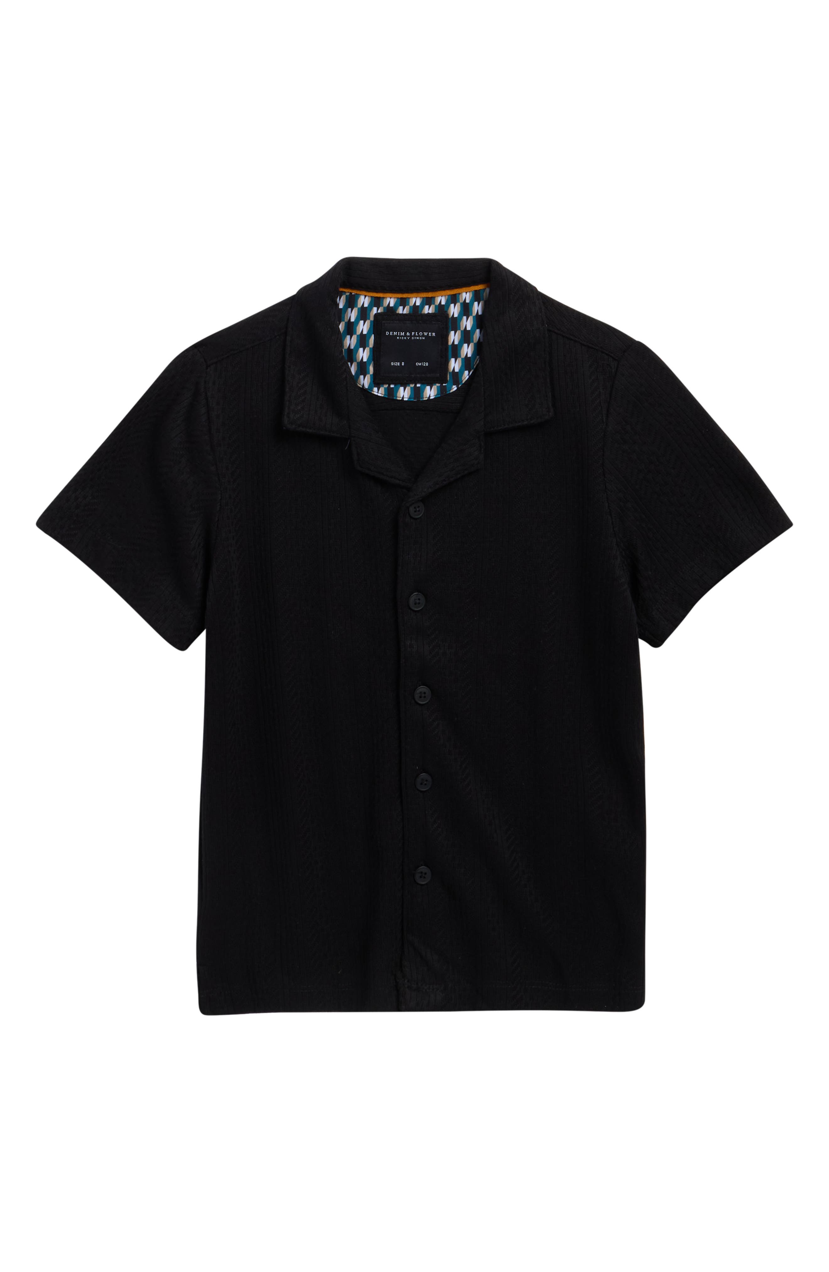 DENIM AND FLOWER Kids' Textured Stripe Camp Shirt