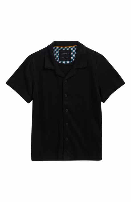 DENIM AND FLOWER Kids' Textured Stripe Camp Shirt