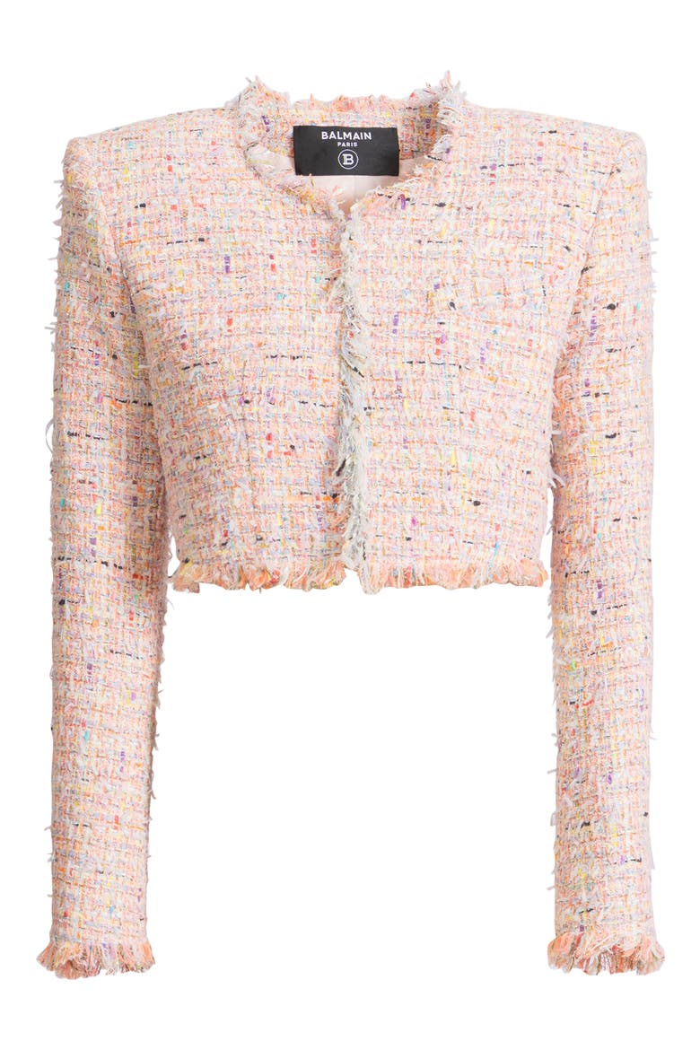 Cropped tweed jacket, Alternate, color, pink