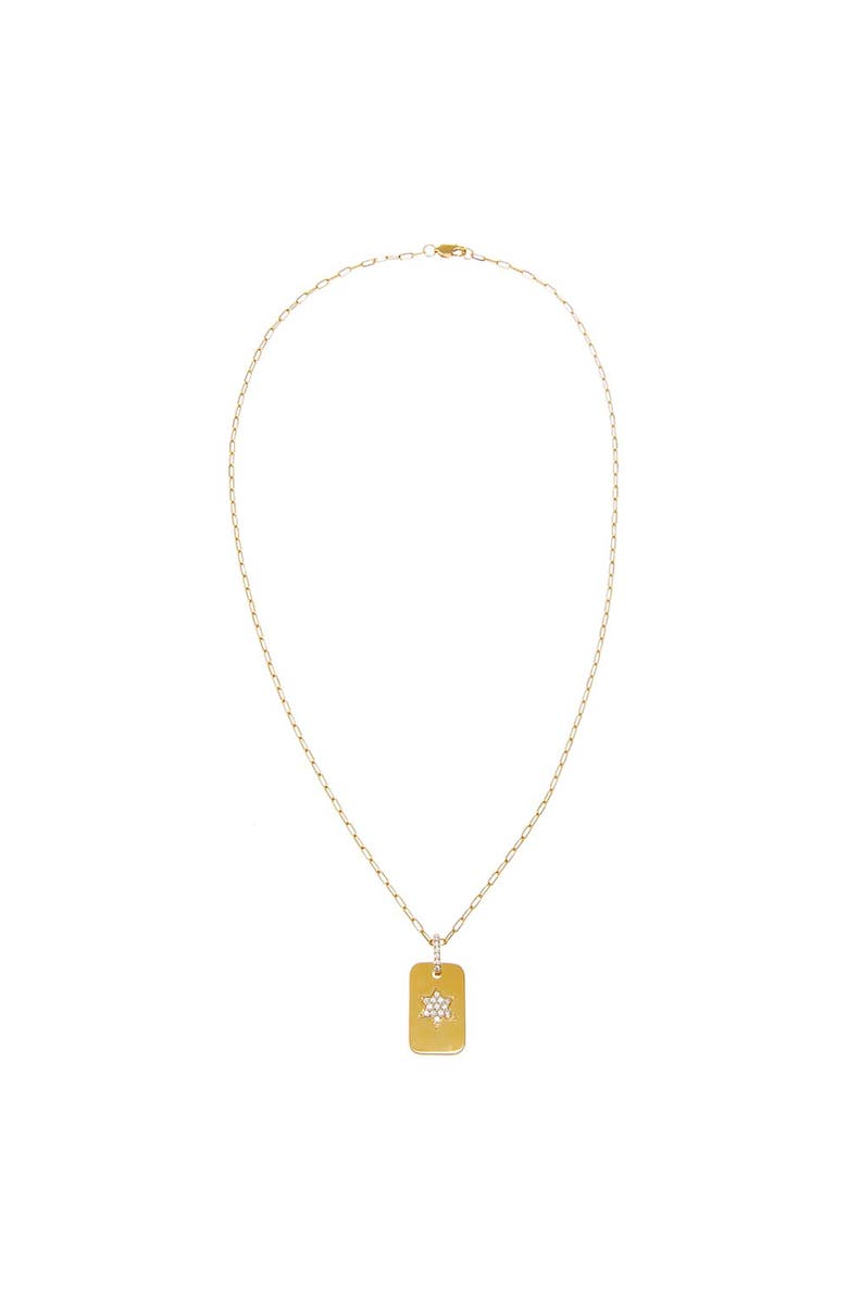 BY ADINA EDEN Diamond Pave Star Of David Dog Tag Necklace 14K, Alternate, color, 14K Gold