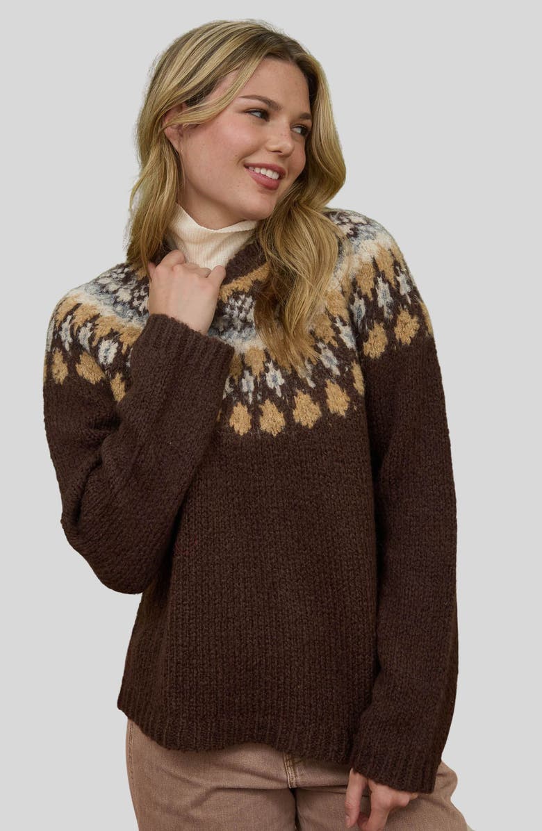 Blu Pepper Fair Isle Sweater, Alternate, color, Brown Multi