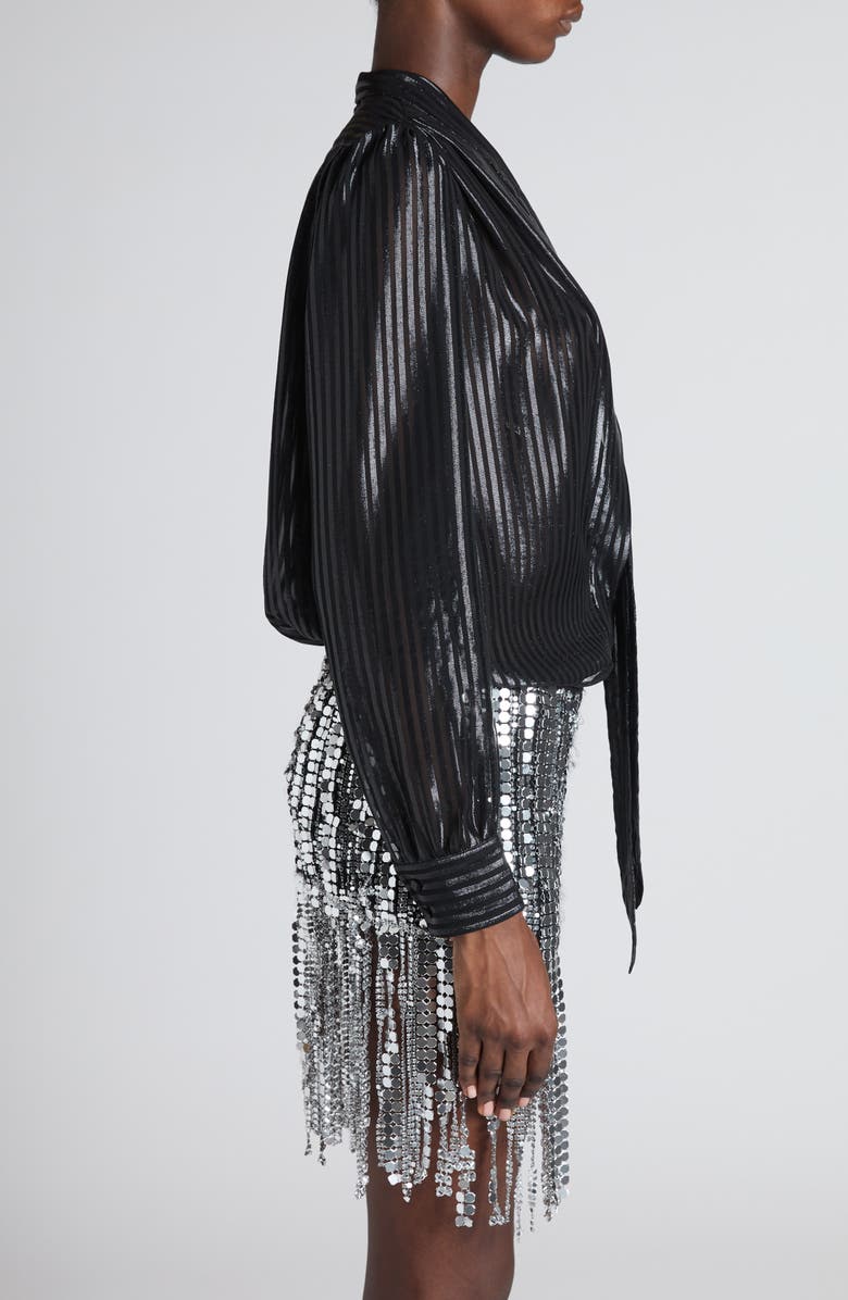 TOM FORD Stripe Tie Neck Silk Blend Top, Alternate, color,