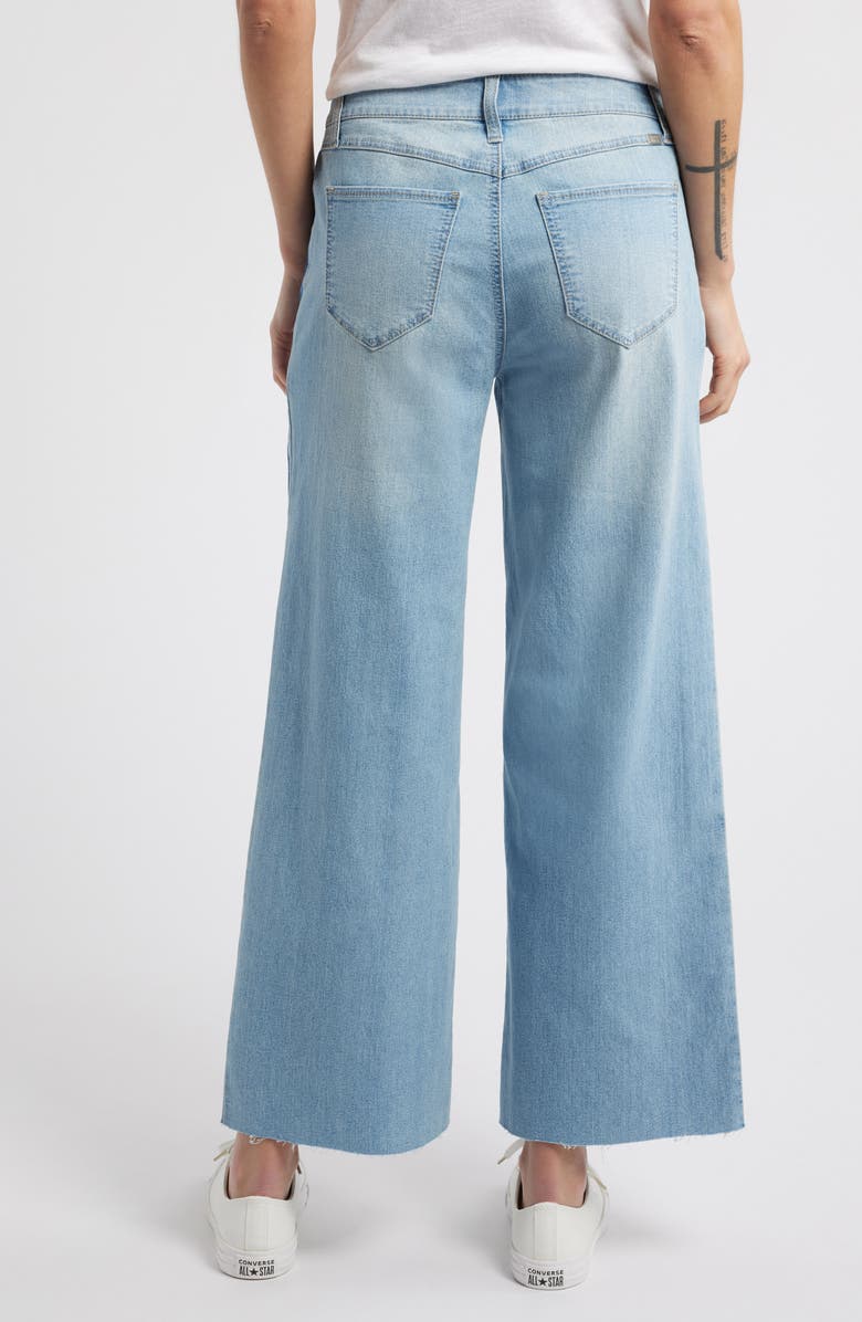 1822 Denim Shadow Stripe Raw Hem High Waist Ankle Wide Leg Jeans, Alternate, color, 