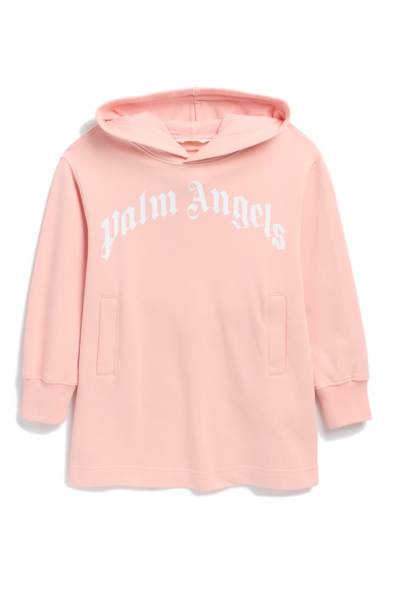 Kids' Classic Curved Logo Hoodie Dress, Main, color, PINK WHITE