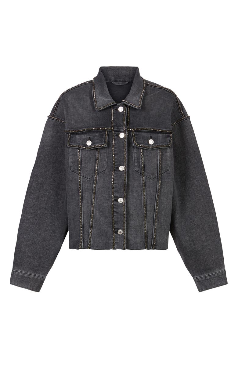 AllSaints Piper Diamante Embellished Denim Jacket, Alternate, color,