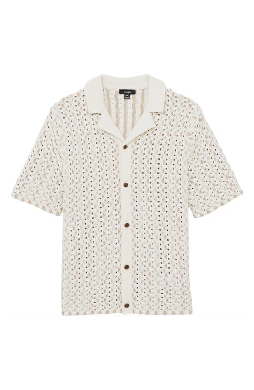 Reiss Roulette Cuban Button Through Textured Shirt In Natural