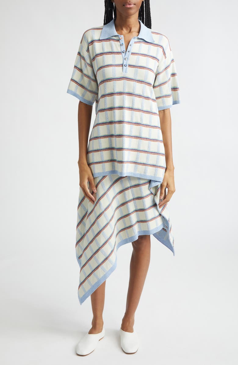 EENK Back Button Check Jacquard Polo, Alternate, color, Ivory