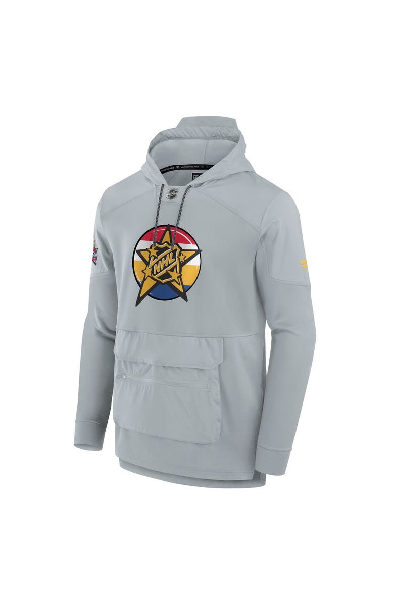 FANATICS Men's Fanatics Branded  Gray 2024 NHL All-Star Game Authentic Pro Tech Fleece Pullover Hoodie, Alternate, color, 