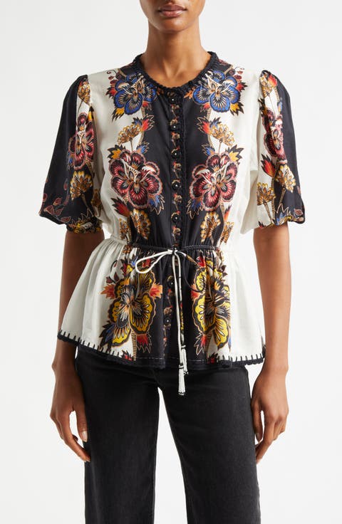 Floral Drawstring Waist Top