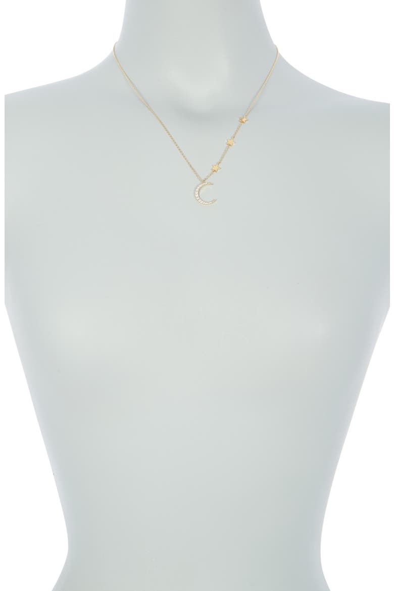 Statement CZ Moon & Stars Necklace, Alternate, color, GOLD PLATED
