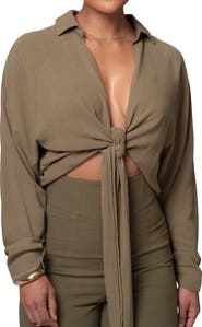 JLUXLABEL Soho Tie Front Crop Shirt
