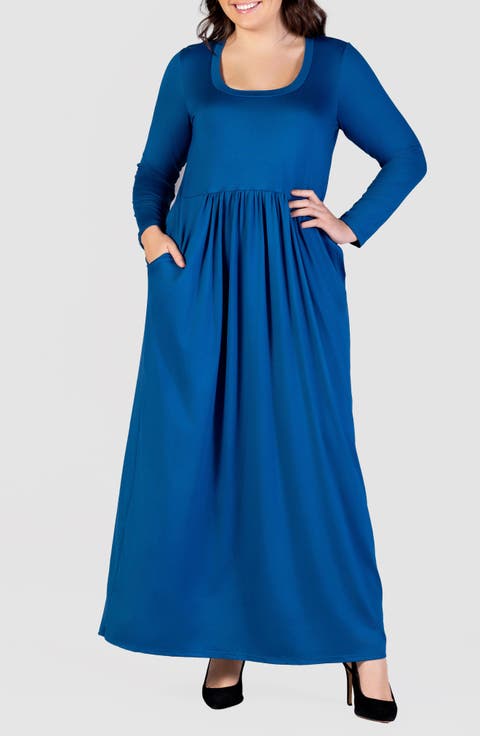 Empire Waist Long Sleeve Knit Maxi Dress