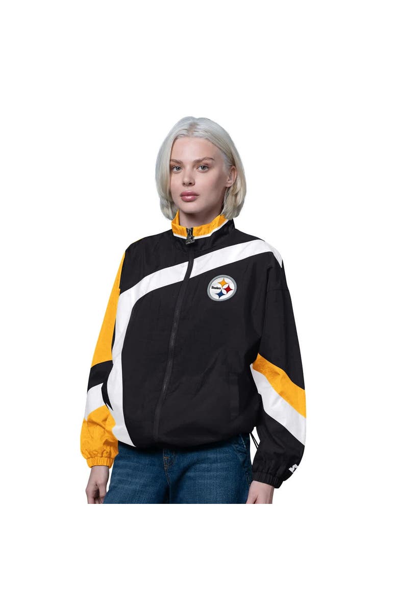 STARTER Women's Starter Black/Gold Pittsburgh Steelers Vintage 1st Quarter Full-Zip Windbreaker, Main, color, Black
