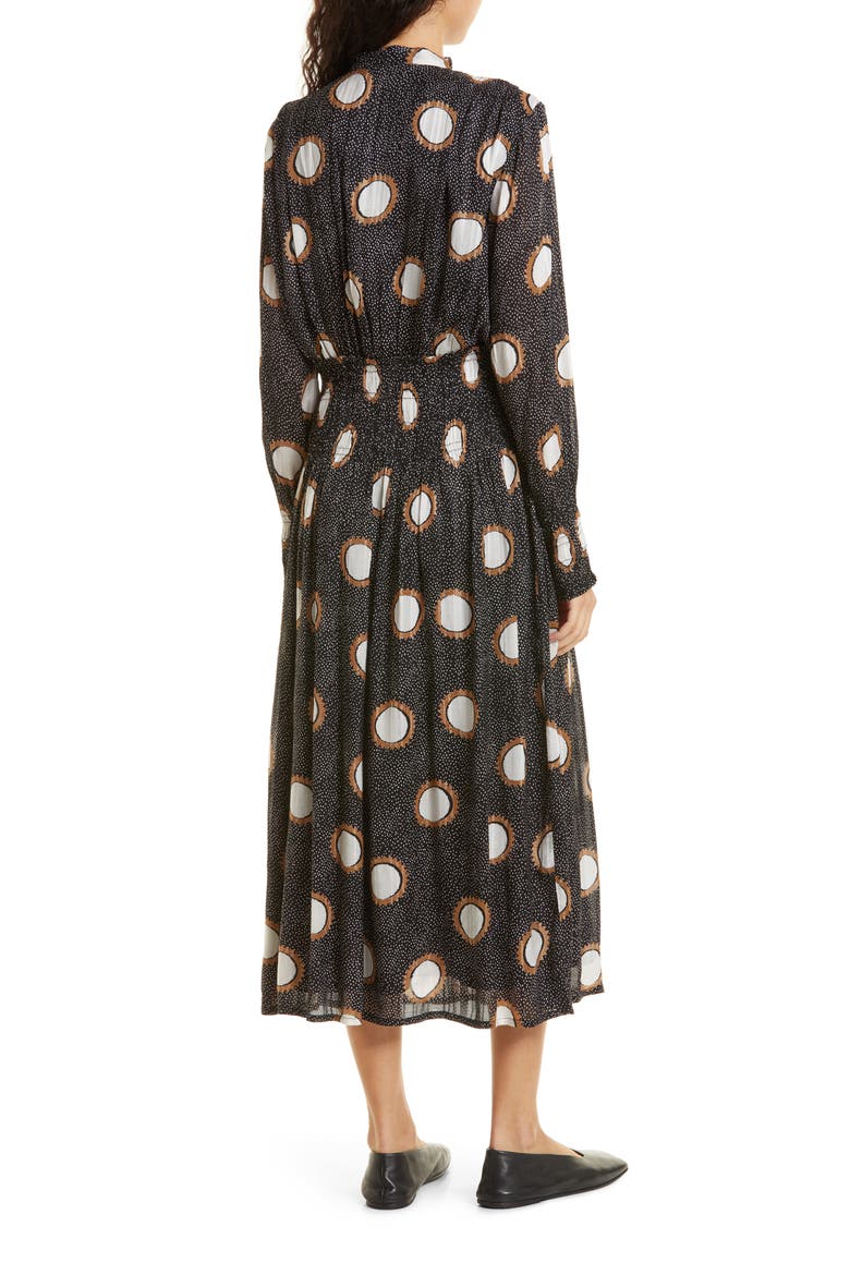 Nomina Smocked Waist Long Sleeve Midi Dress, Alternate, color, RUBBER