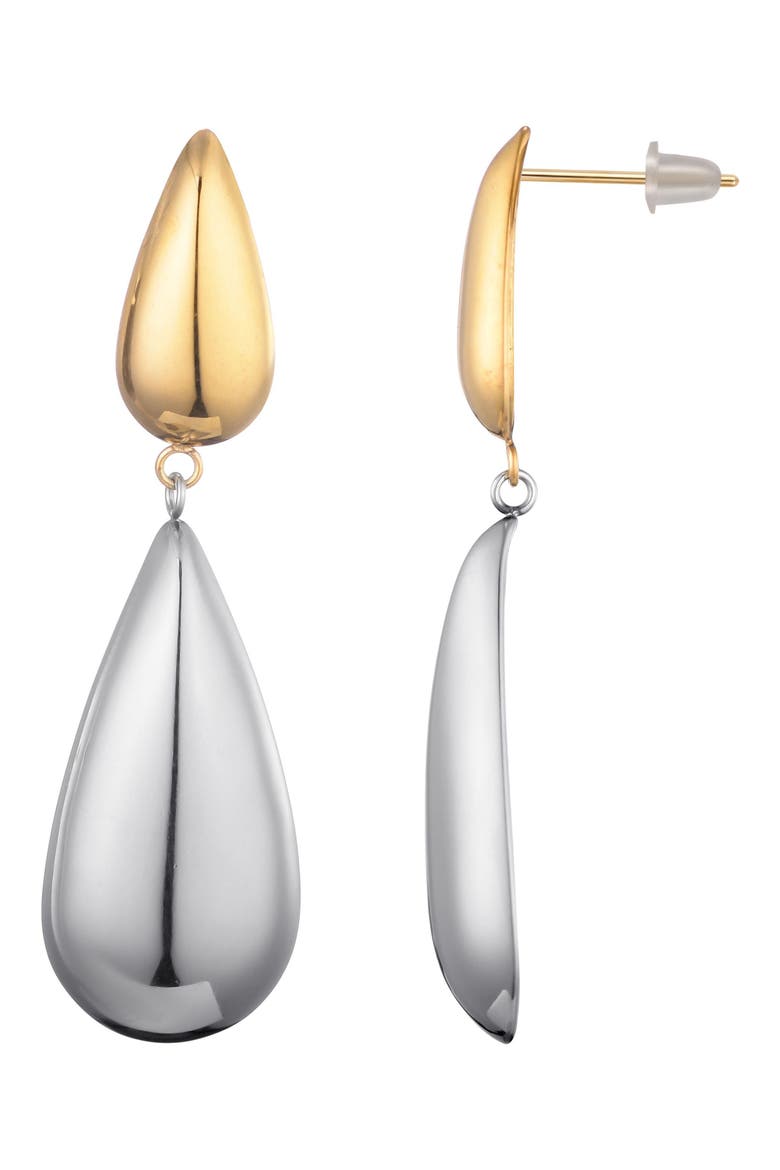 Two-Tone Drop Earrings, Alternate, color, GOLD