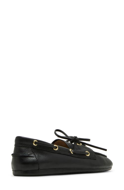 Steve Madden Sag Boat Shoe In Black Leather