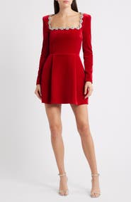 NADINE MERABI Kimberly Rhinestone Velvet Dress
