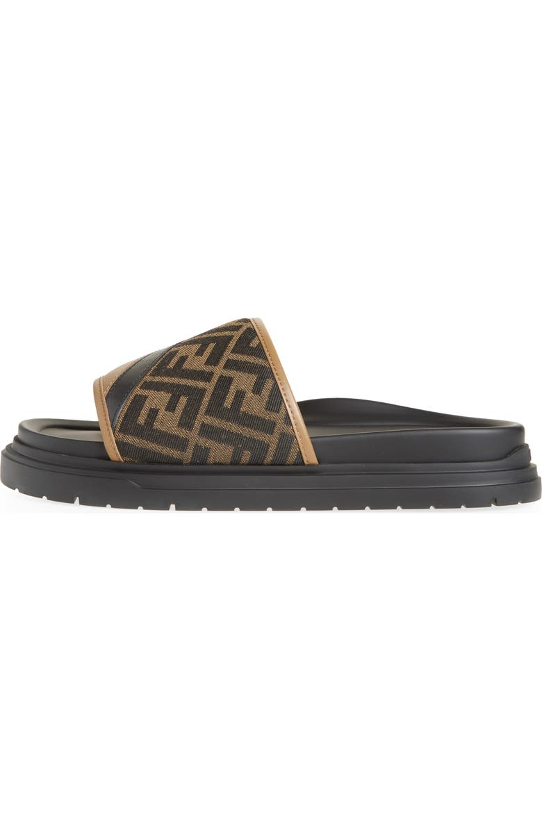Fendi Diagonal Slide Sandal, Alternate, color, Sand.ner.tabacc.nero