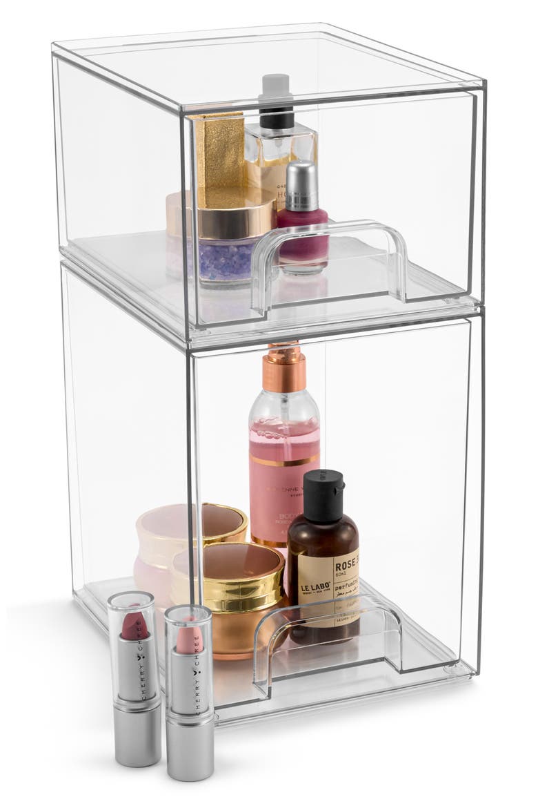 2-Piece Stackable Drawer Set, Alternate, color, CLEAR
