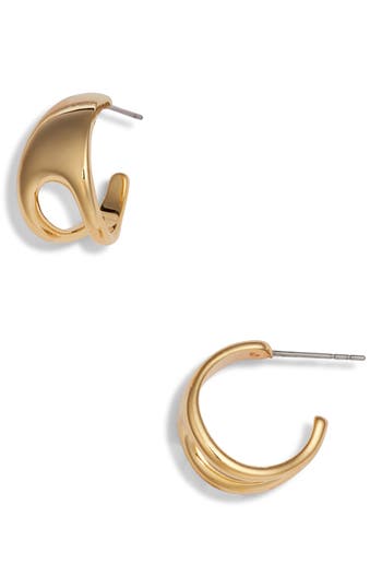 Nordstrom Demi Fine Tapered Cutout Hoop Earrings In Gold