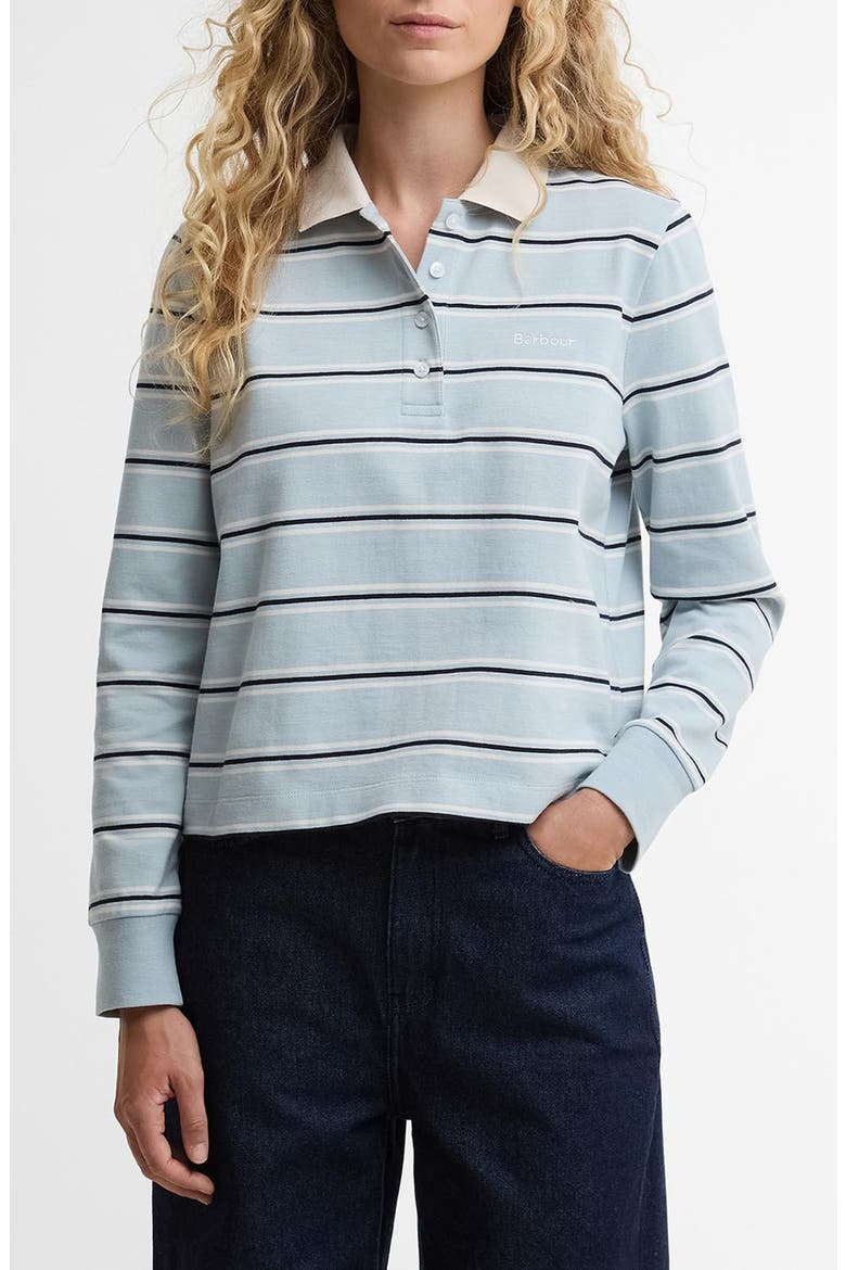 Ashwell Stripe Cotton Jersey Polo, Main, color, CELESTIAL BLUE STRIPE