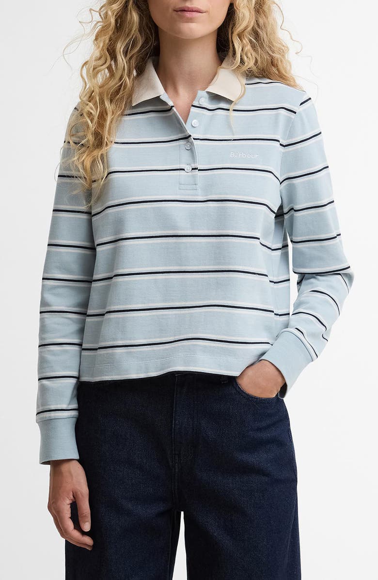Barbour Ashwell Stripe Cotton Jersey Polo, Main, color, Celestial Blue Stripe