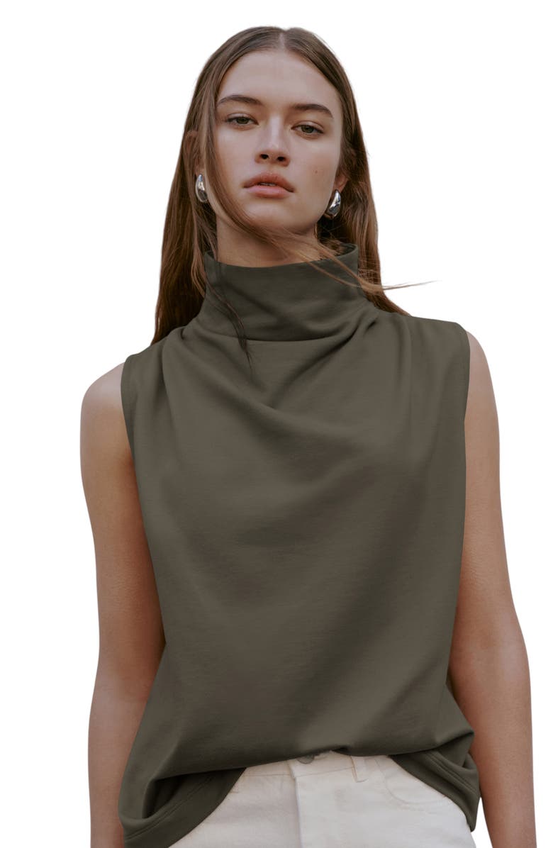 Marcella Finch French Terry Funnel Neck Top, Alternate, color, Olive