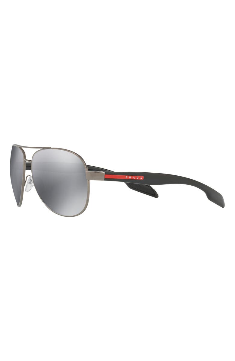 Prada Linea Rossa 62mm Oversize Mirrored Aviator Sunglasses, Alternate, color, Gunmetal/Light Grey/Black