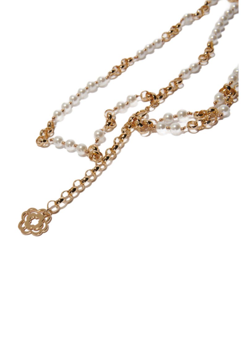 Mixed bead and metal belt, Alternate, color, Gold