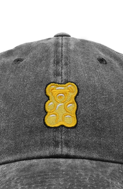 Dalix Yellow Gummy Embroidered Dad Cap In Washed Black