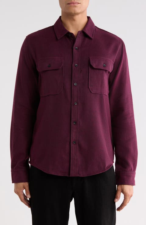 Stripe Cotton Flannel Overshirt