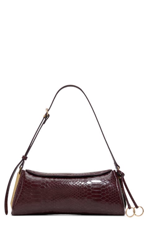 Hillarieex Croc Embossed Faux Leather Shoulder Bag