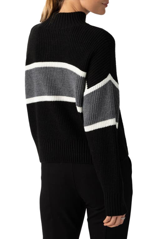 Sanctuary Mock Neck Stripe Sweater In Charcoal S