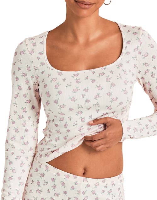 Adore Me Pointelle Long Sleeve Top In White
