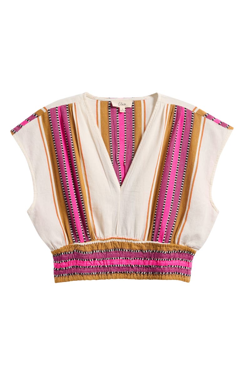 Elan Elastic Waist Crop Cover-Up Top, Main, color, Natural Pink